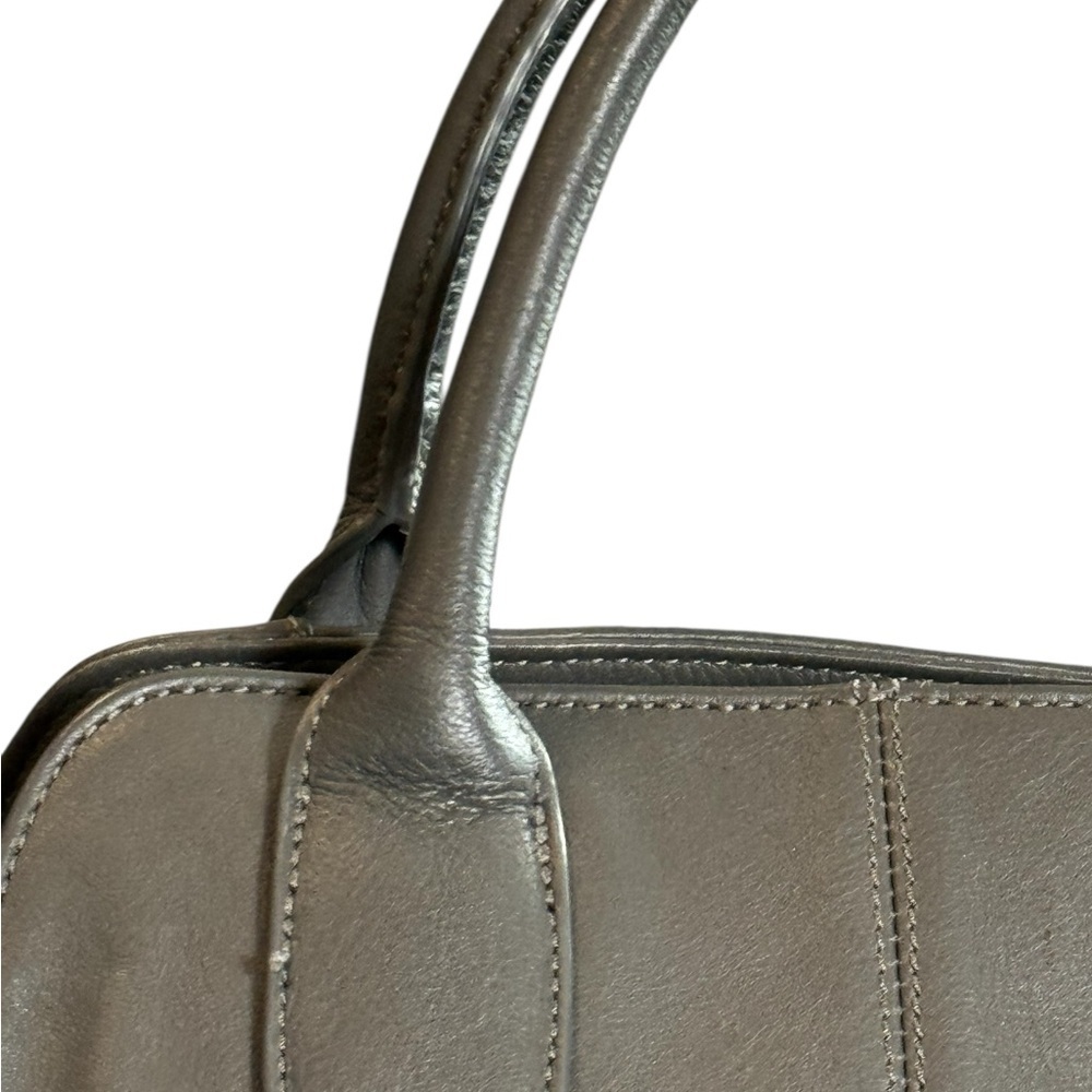 kate lee Gray Parisian Leather Tote Satchel Shoulder Bag Gold Hardware - Picture 11 of 13